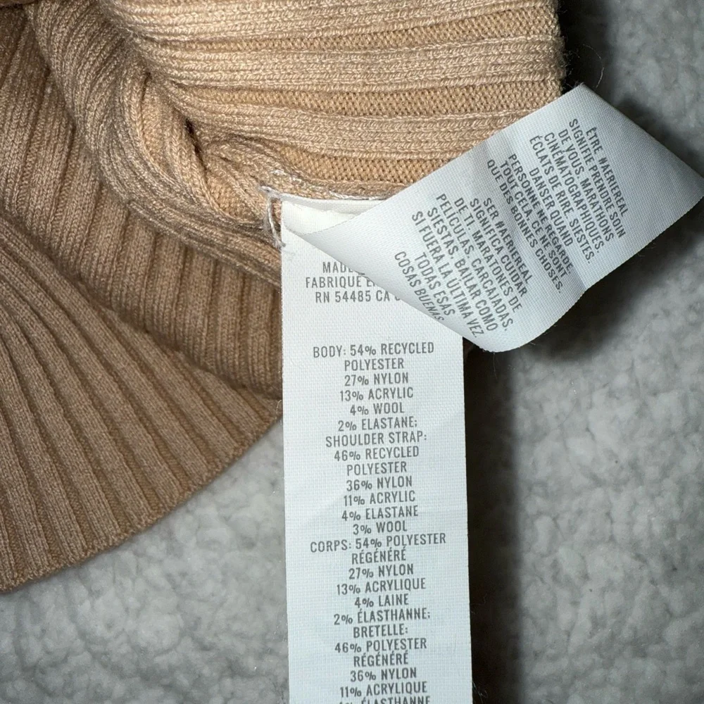 Tan Ribbed Button-Down Women's Top - Picture 4 of 5